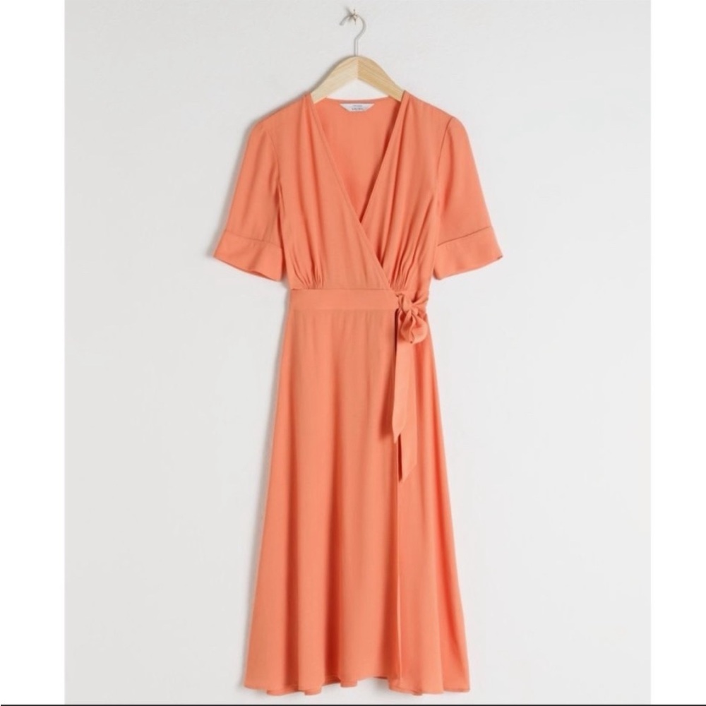 & Other Stories Peach Midi Wrap Dress NWT